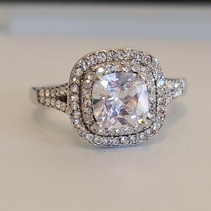 Charter Club Silver-tone Double Halo Sz 8 Ring